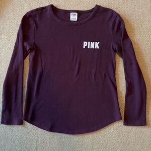 Victorias Secret PINK Shirt Womens S Waffle Knit Pullover Purple